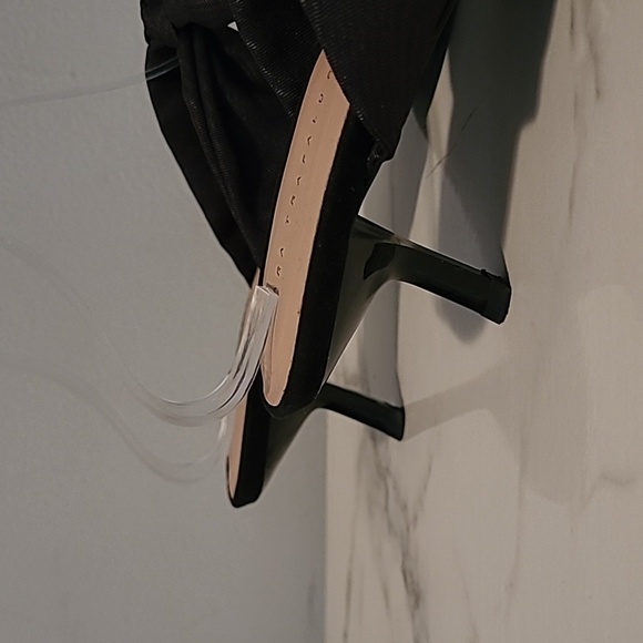 Zara Black Knotted Bow Pointed Toe Slanted Kitten Heels Sandals Shoes Wmns 9 - Picture 5 of 13